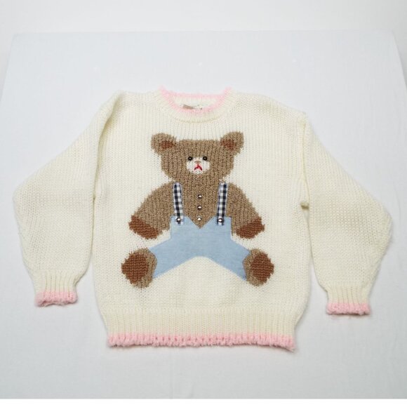 Vintage Far & Near Teddy Bear Sweater Size Large Made in Korea - Picture 1 of 10